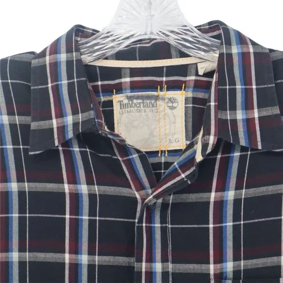 Timberland Men's Shirt LG 100% Cotton Plaid Long Sleeve Button - Picture 2 of 15
